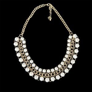 Vintage Aged Bronze Tone Rhinestone Necklace